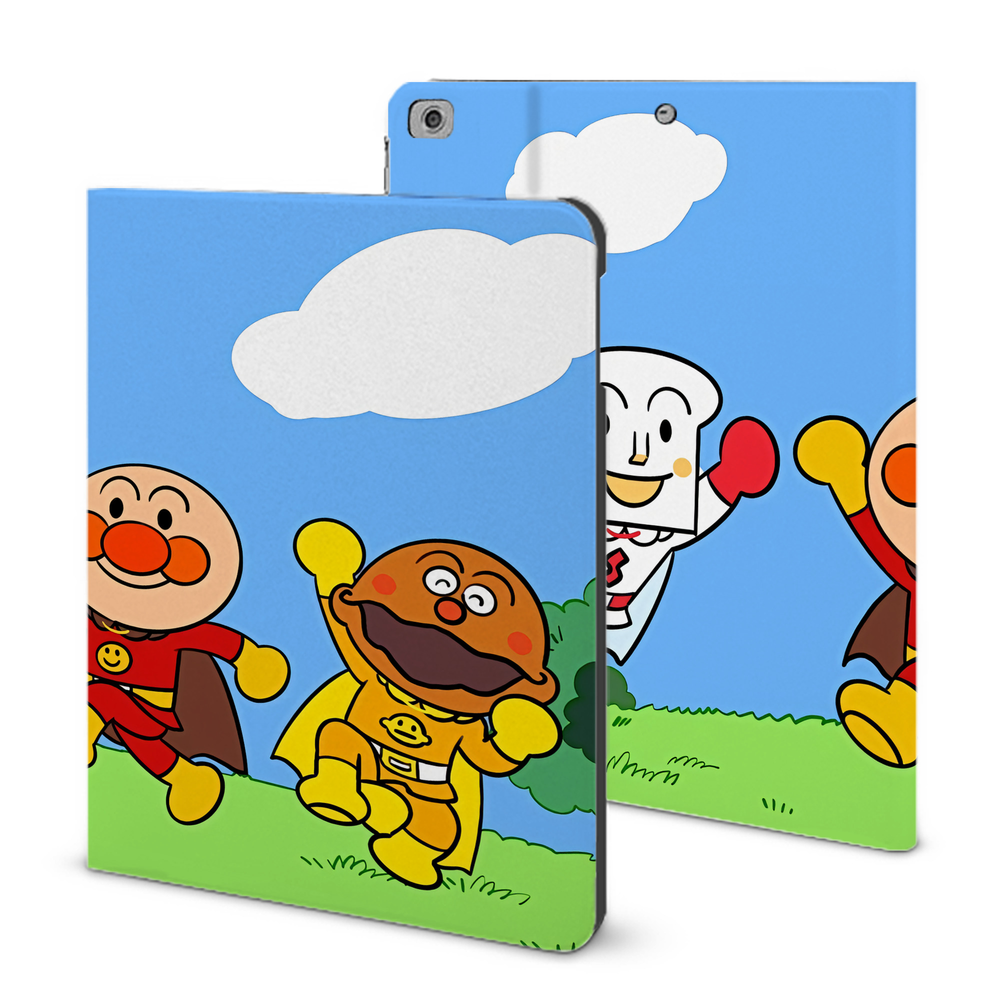 （画像用） アンパンマン Anpanman IPad ケース ブック型 PUレザー TPU 耐衝撃 軽量 薄型 ペン収納なし 全面保護 IPad 各モデル対応